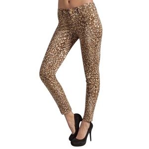 7FAM Skinny Cheetah Print Zipper Back Jeans 25